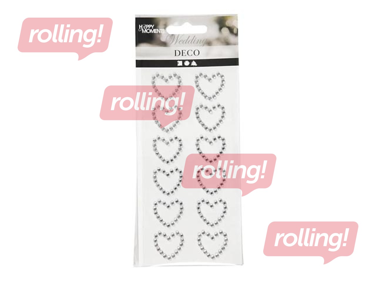 Самоклеящиеся стразы - сердечки, 12 шт.
