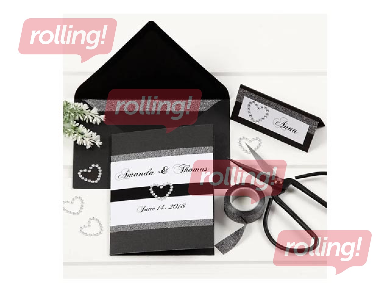 Самоклеящиеся стразы - сердечки, 12 шт.