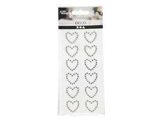 Self-adhesive rhinestones - hearts, 12 pcs.