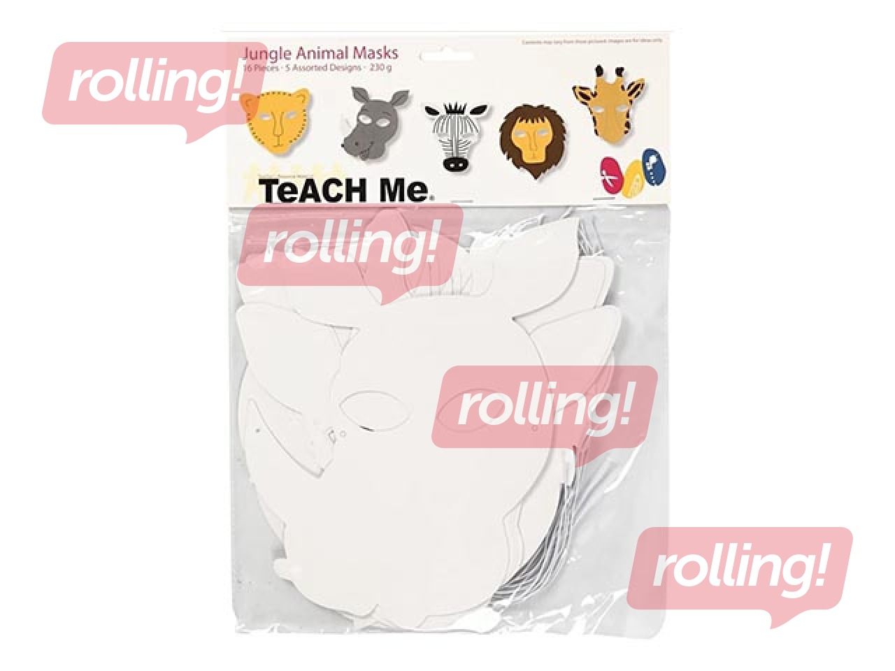 Jungle animal masks, 16 pcs.