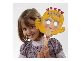 Деревянные маски с отверстиями для глаз и ручкой, 16 шт.