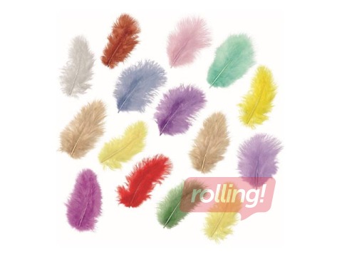 Dekoratīvās spalvas marabu, asorti, 15 gab.