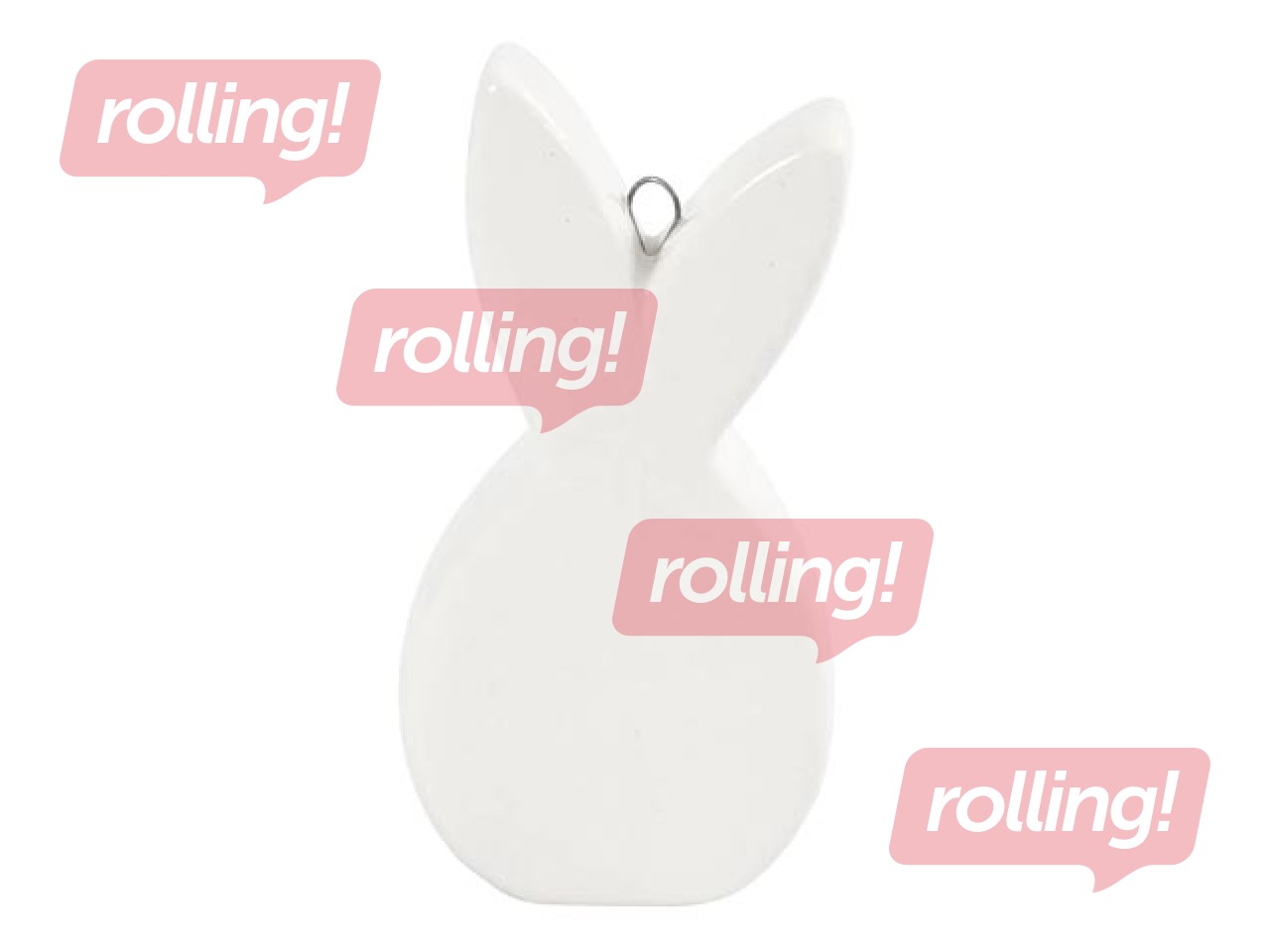 Decorative rabbit figures, ceramic, 3 pcs.