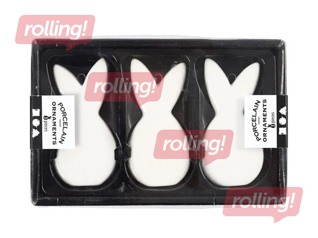 SALE Dekoratiivsed jänesekujukesed, keraamilised, 3 tk.