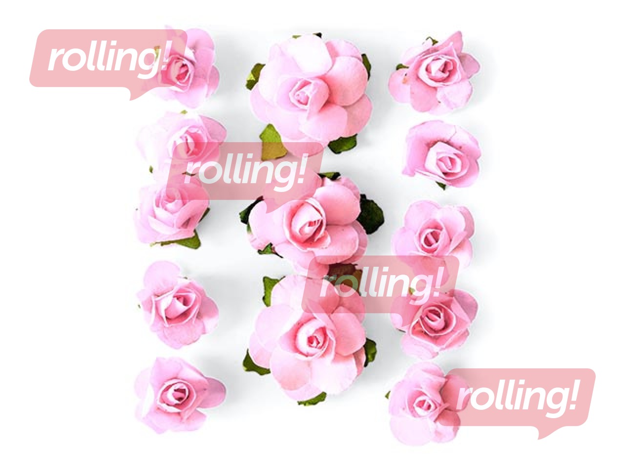 Decorative flowers roses, pink, 13 pcs.