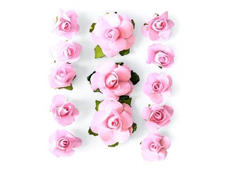 Декоративные цветы розы, розовые, 13 шт.