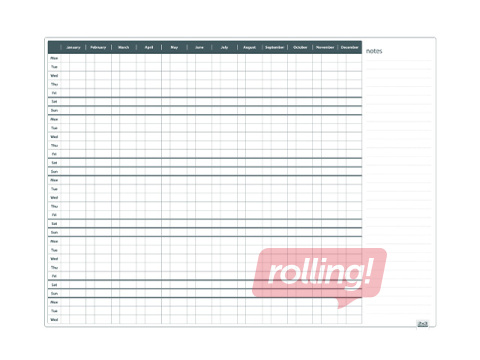 Wall planning board 2x3, yearly, 120 x 90 cm