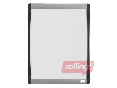 Tahvel Nobo Mini, magnetiline, hõbedase ja mustaga kumera raamiga, 21,5 x 28 cm