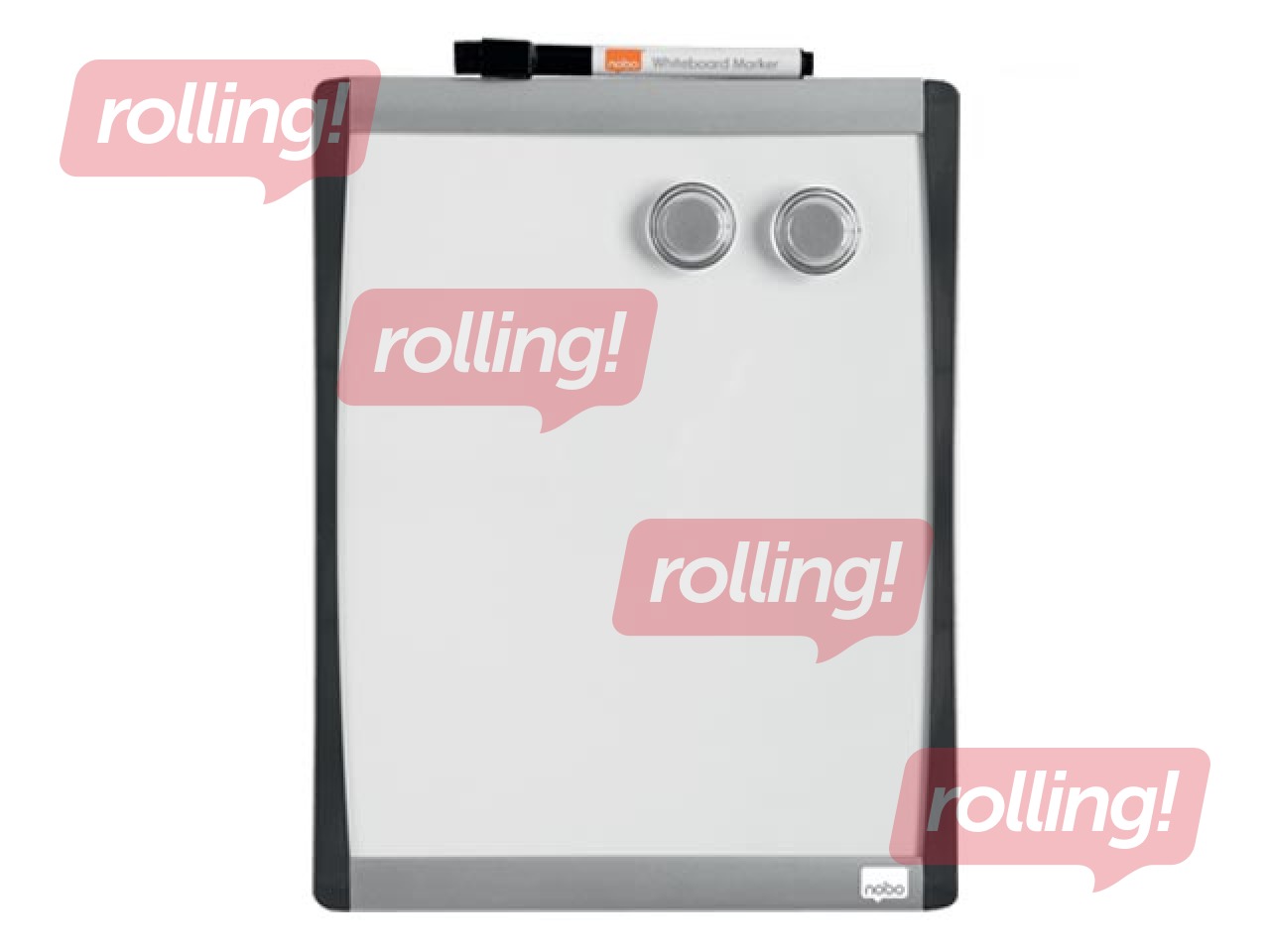 Tahvel Nobo Mini, magnetiline, hõbedase ja mustaga kumera raamiga, 21,5 x 28 cm