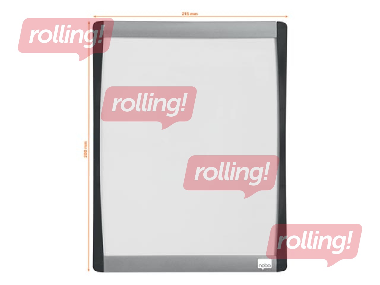 Tahvel Nobo Mini, magnetiline, hõbedase ja mustaga kumera raamiga, 21,5 x 28 cm