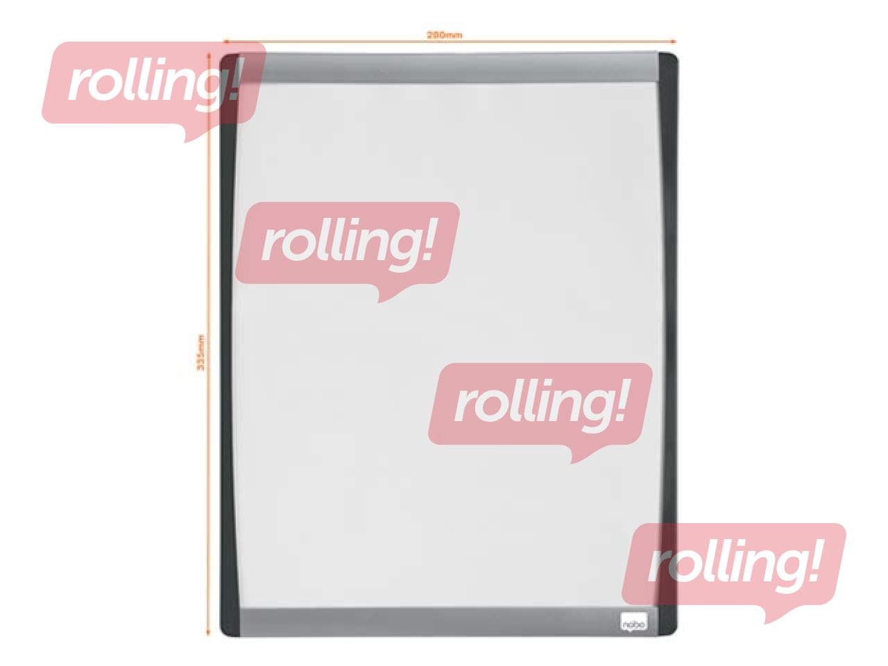 Tahvel Nobo, väike, magnetiline, hõbedase ja mustaga kumera raamiga, 28 x 33,5 cm