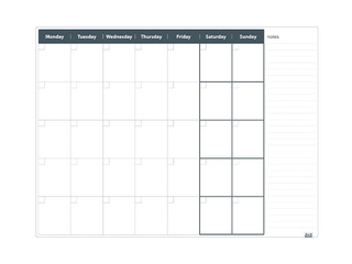 Wall planning board 2x3, monthly, 90 x 60 cm