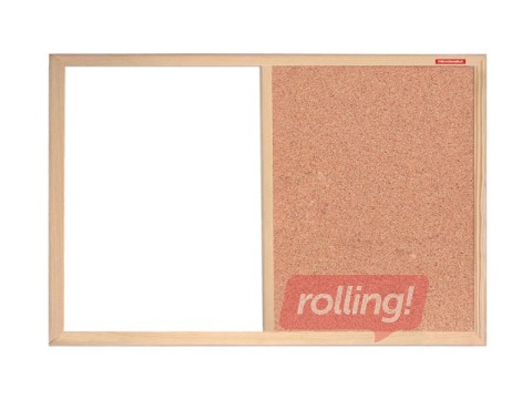 Пробковая и белая доска в деревянной рамке, 60x40 cм