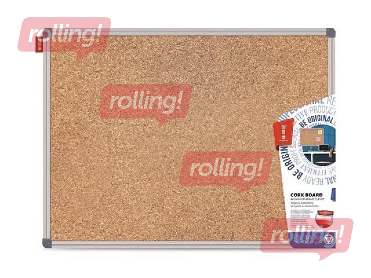 Korktahvel alumiiniumraamiga Memobe Classic, 120 x 90 cm