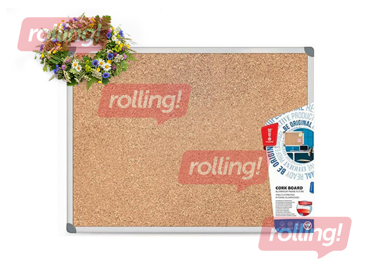 Cork board with aluminum frame Memobe Classic, 90x180 cm +Midsummer gift!