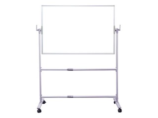Tāfele abpusēja ar statīvu uz riteņiem alumīnija rāmī, 150 x 100 cm, lakota, balta 