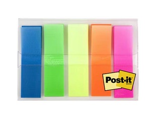 Marking indexes Post-it, plastic, 5 transparent colors, 11.9x43.2mm