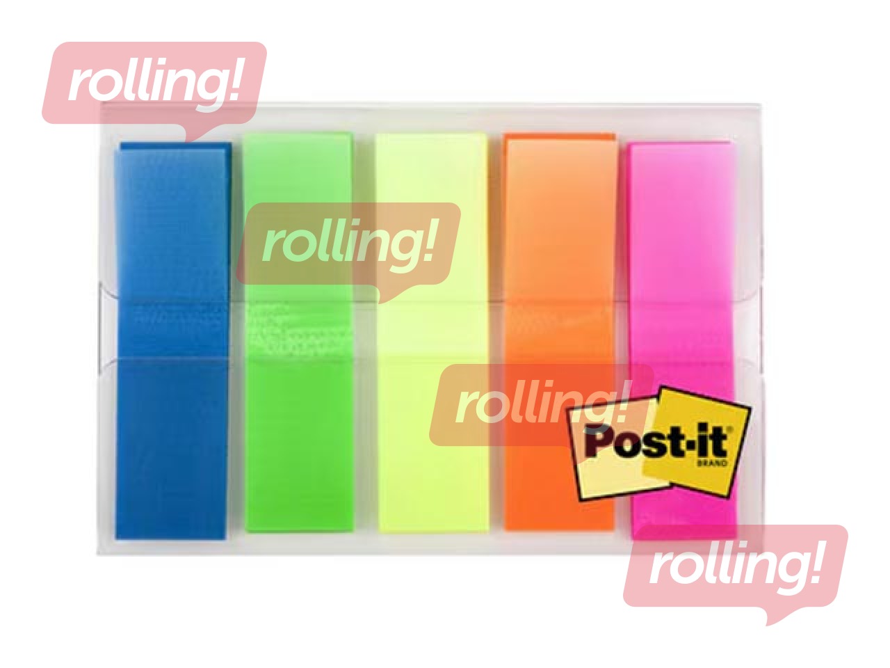 Marking indexes Post-it, plastic, 5 transparent colors, 11.9x43.2mm