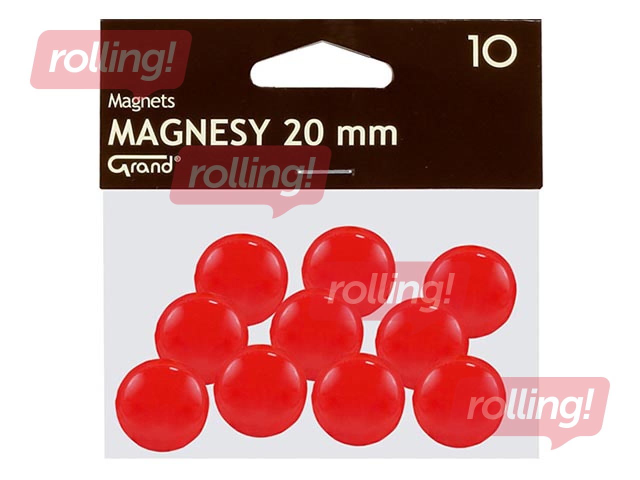 Magnēti Grand, 20 mm, 10 gab., sarkani