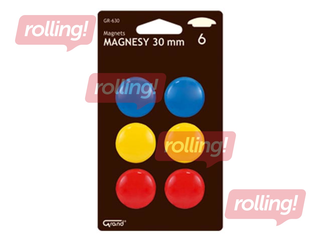 Round magnets Grand, 30 mm, 6 pcs, different colors