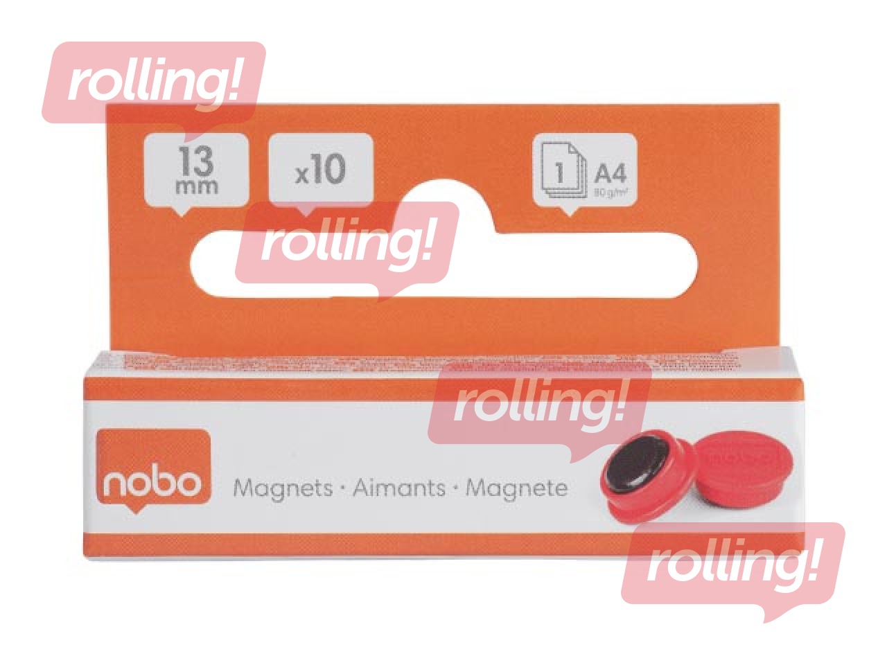 Magnetid Nobo, 13 mm, 10 tk, punane