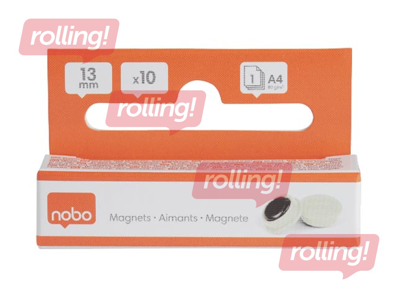 Magnets Nobo, 13 mm, 10 pcs., white