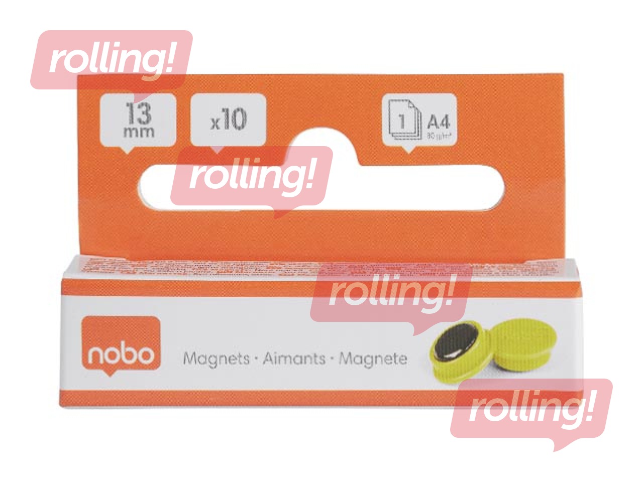 Magnets Nobo, 13 mm, 10 pcs., yellow