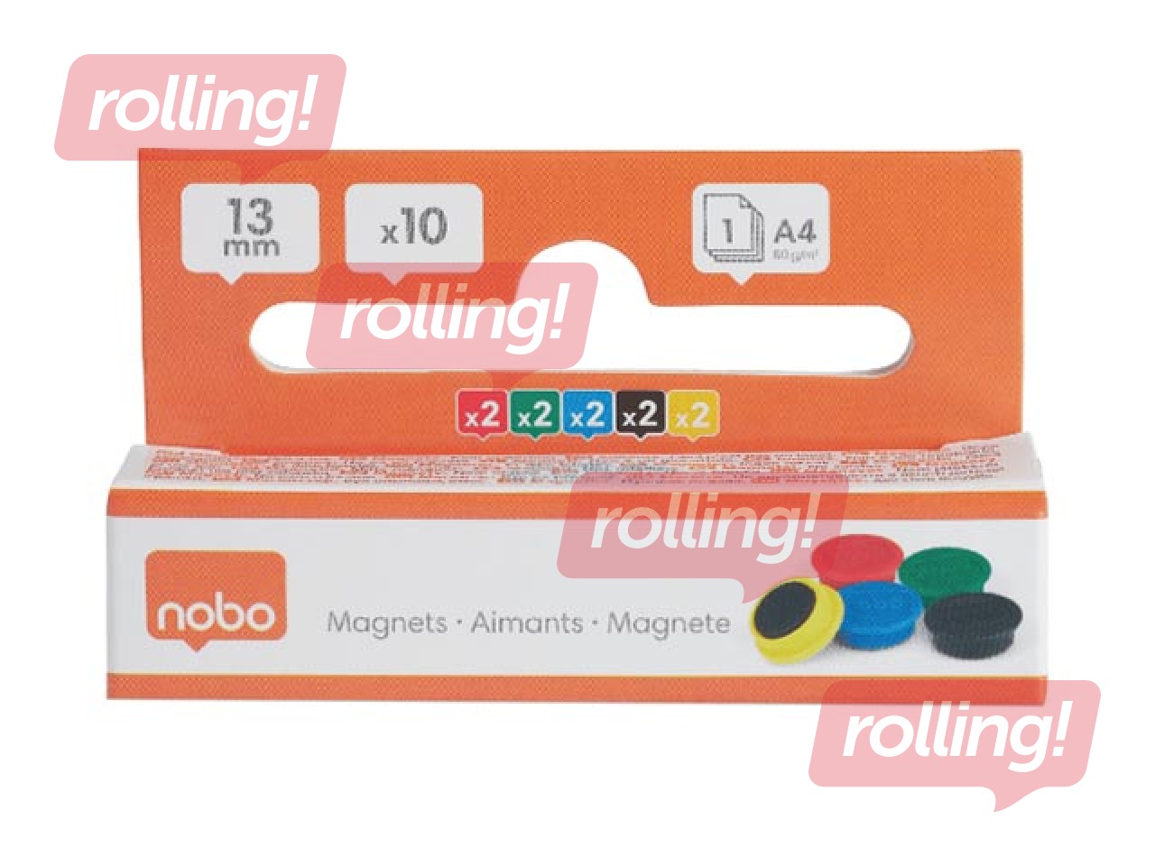 Magnēti Nobo, 13 mm, 10 gab., dažādas krāsas