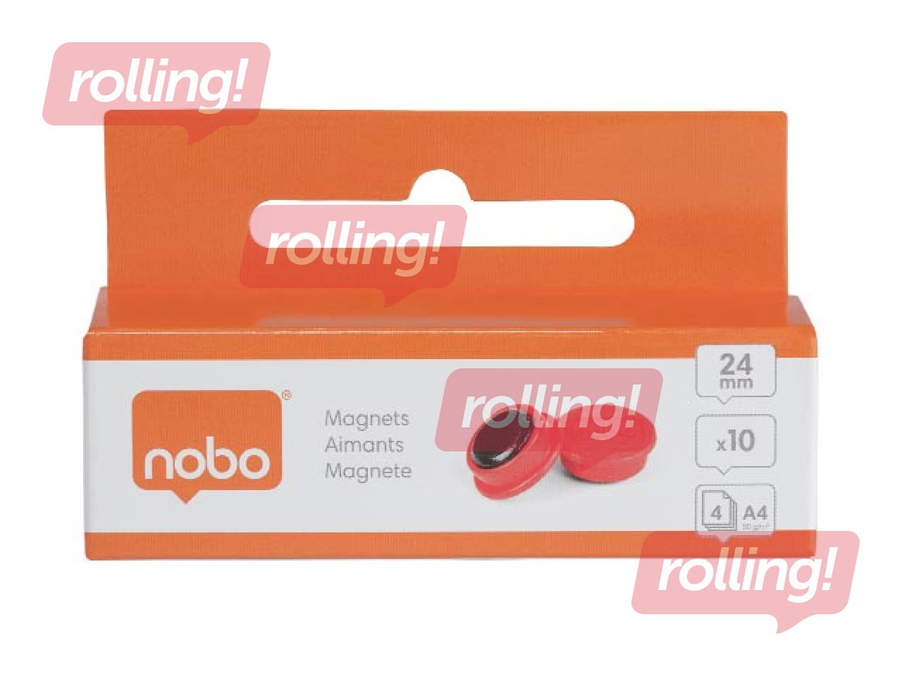Magnets Nobo, 23 mm, 10 pcs., red
