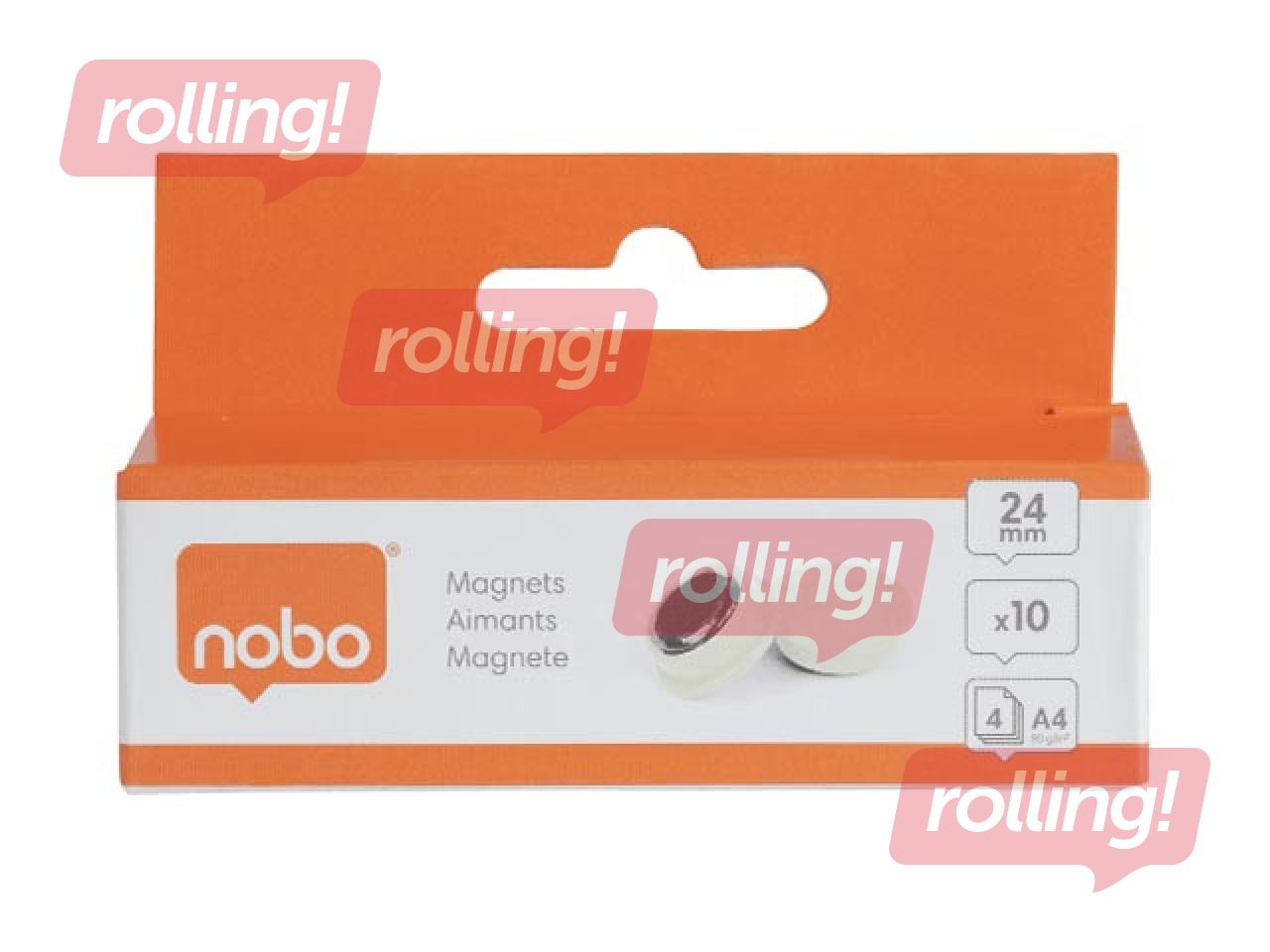 Magnēti Nobo, 23 mm, 10 gab., balti