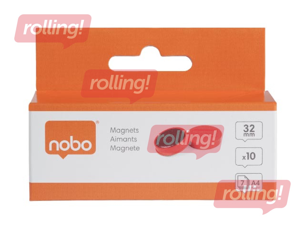 Magnets Nobo, 32 mm, 10 pcs., red