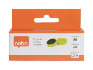 Magnets Nobo, 32 mm, 10 pcs., yellow