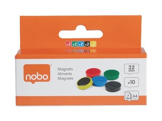 Magnets Nobo, 32 mm, 10 pcs., different colors