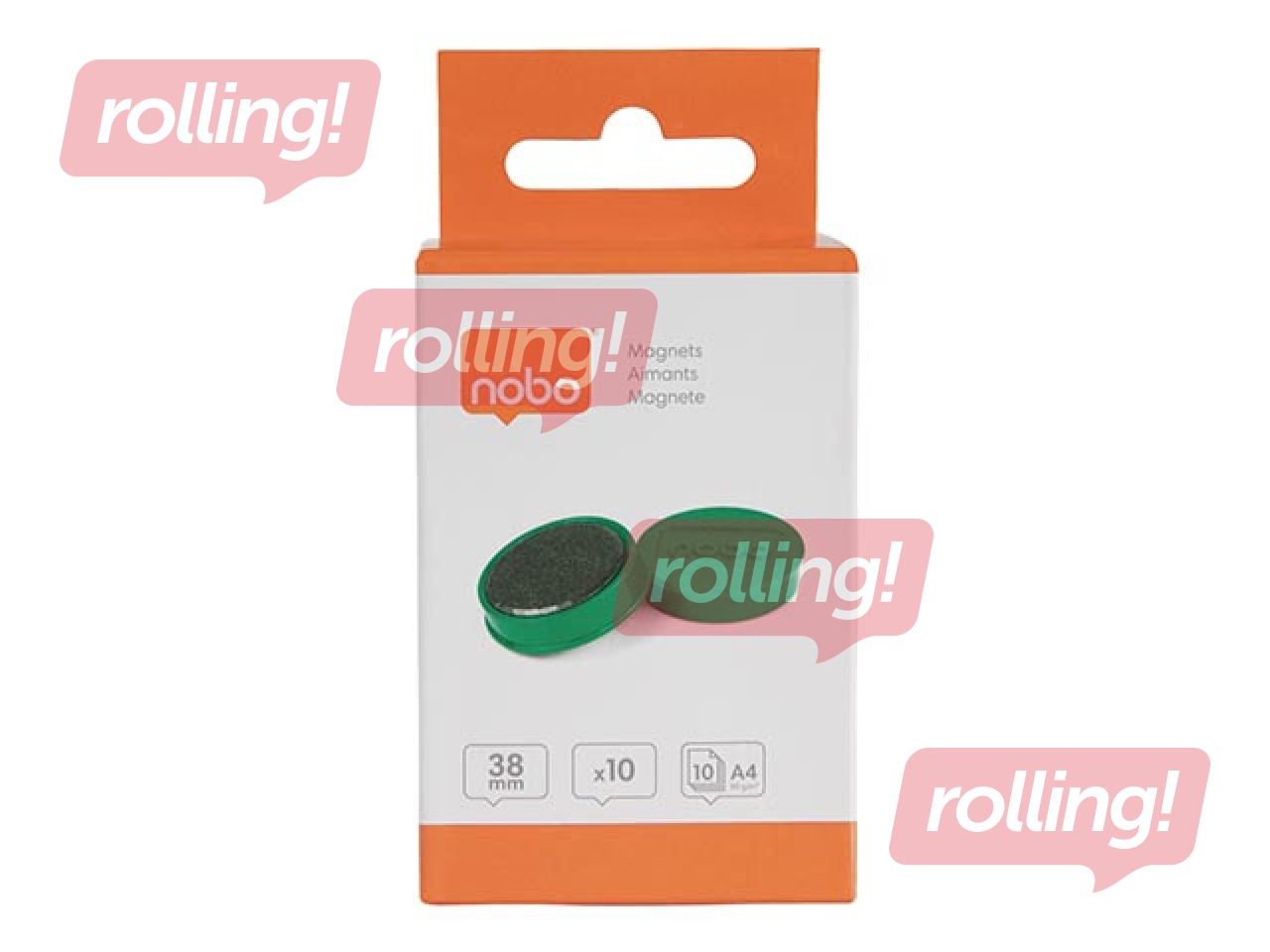 Magnetid Nobo, 38 mm, 10 tk, 1,5 kg, roheline