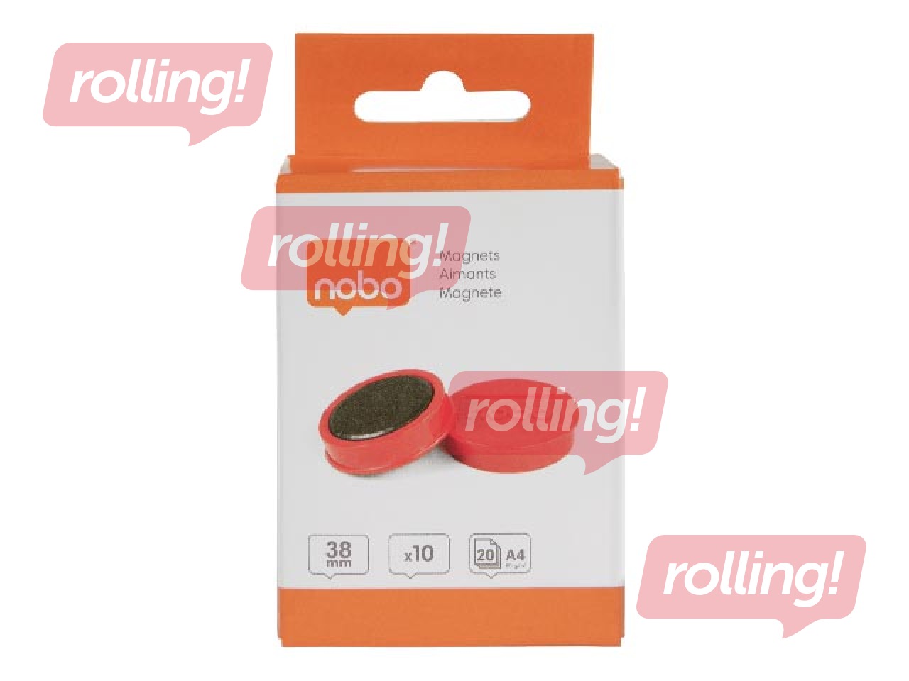Magnetid Nobo, 38 mm, 10 tk, 2,5 kg, punane