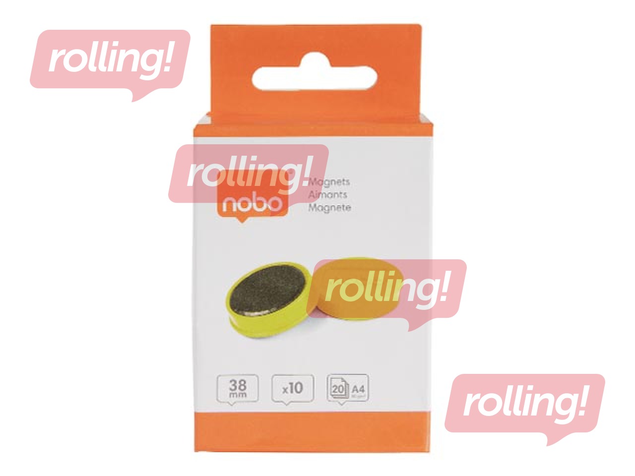 Magnetid Nobo, 38 mm, 10 tk, 2,5 kg, kollane