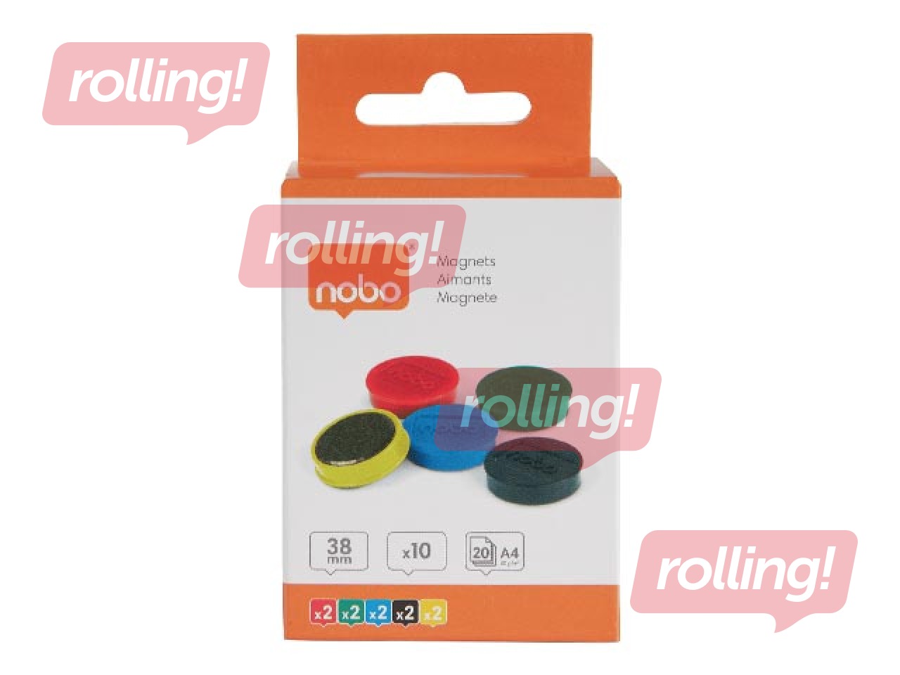 Magnetid Nobo, 38 mm, 10 tk, 2,5 kg, erinevad värvid
