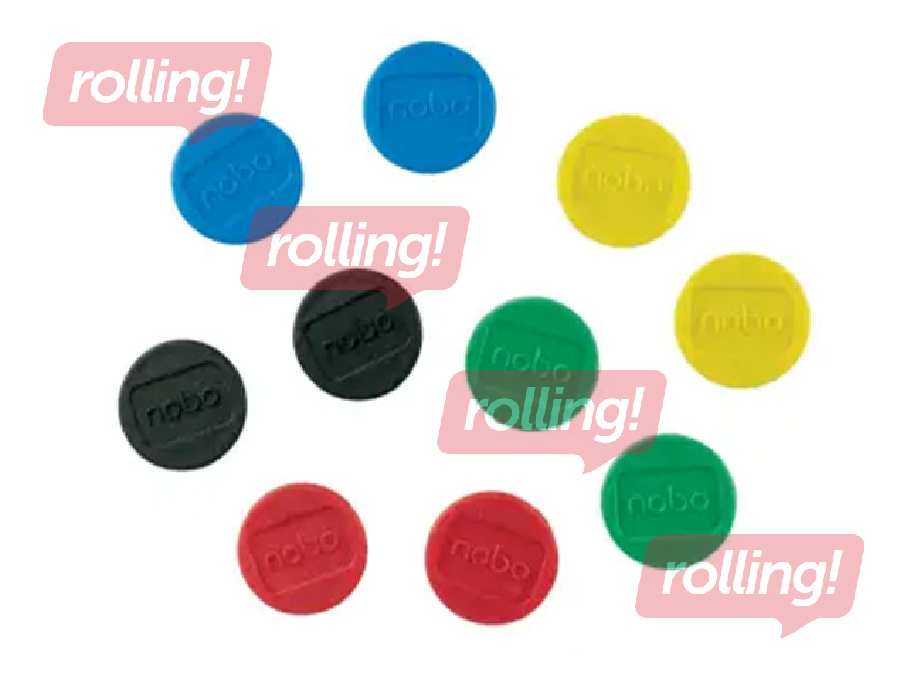 Magnets Nobo, 24mm, 10 pcs, assorted colours