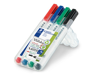 Marķieru komplekts baltajām un stikla tāfelēm Staedtler Lumocolor, 1-2mm, 4 krāsas