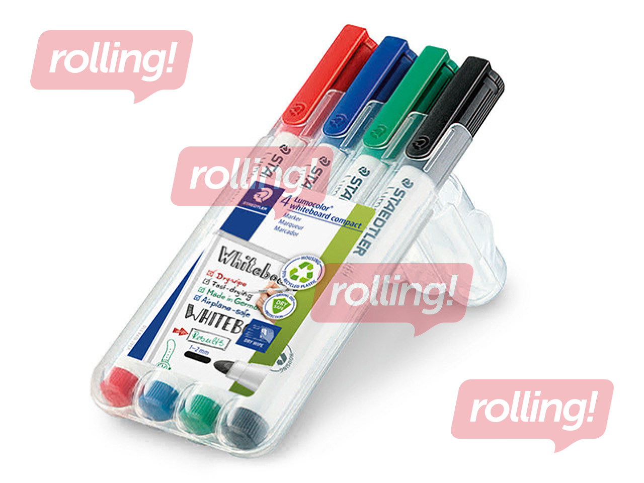 Marķieru komplekts baltajām un stikla tāfelēm Staedtler Lumocolor, 1-2mm, 4 krāsas