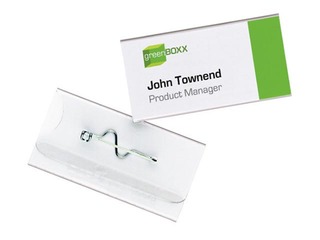 Plastic name badge. Horizontal size 30 x 60 mm, Durable