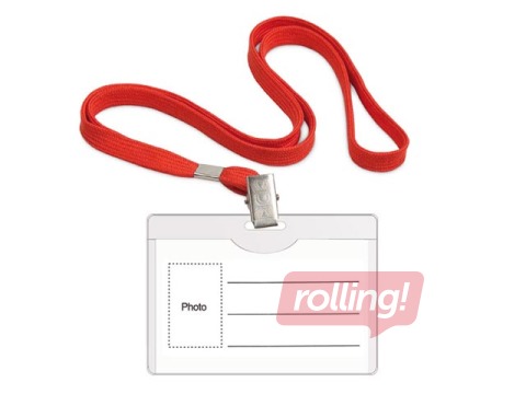 ID card with a red textile ribbon Forpus 54x90 mm