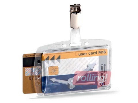 Dual security pass holder Durable with clip for 2 ID cards 54x85 mm