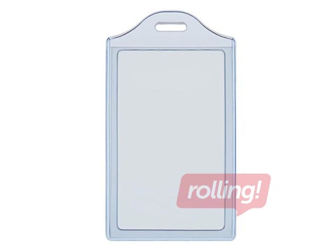 Dual identification card holder, PVC, blue shade, vertical