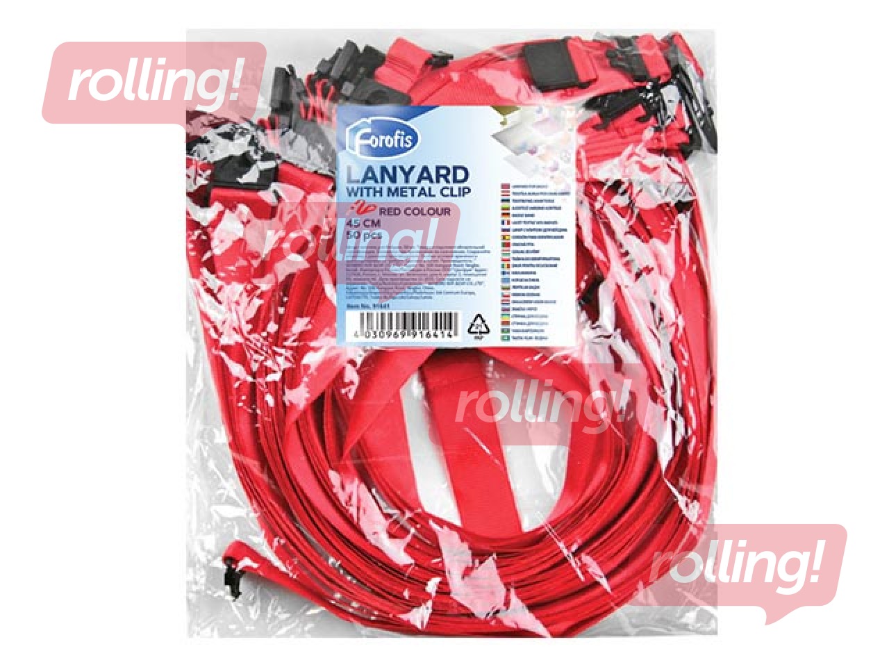 Kaelapael kaardihoidjale punane ,metallklõps 45 cm