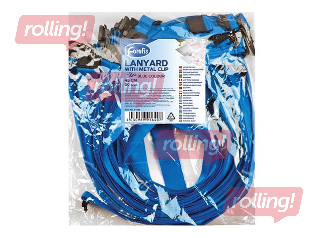 Лента идентификационная с пряжкой Forofis, синяя, 45 см