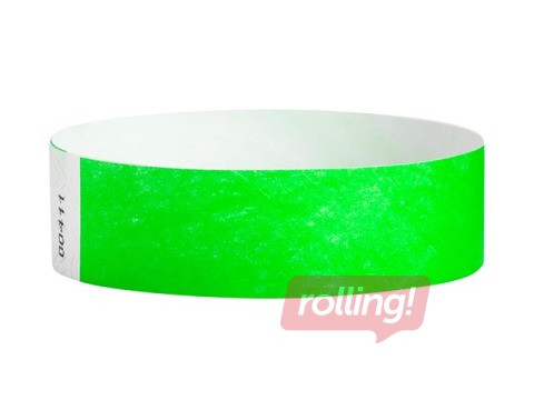 Paper wristbands Tyvek 100 pcs, neon green