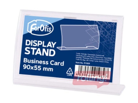 Table card holder, L-shaped, transparent, 90x55mm