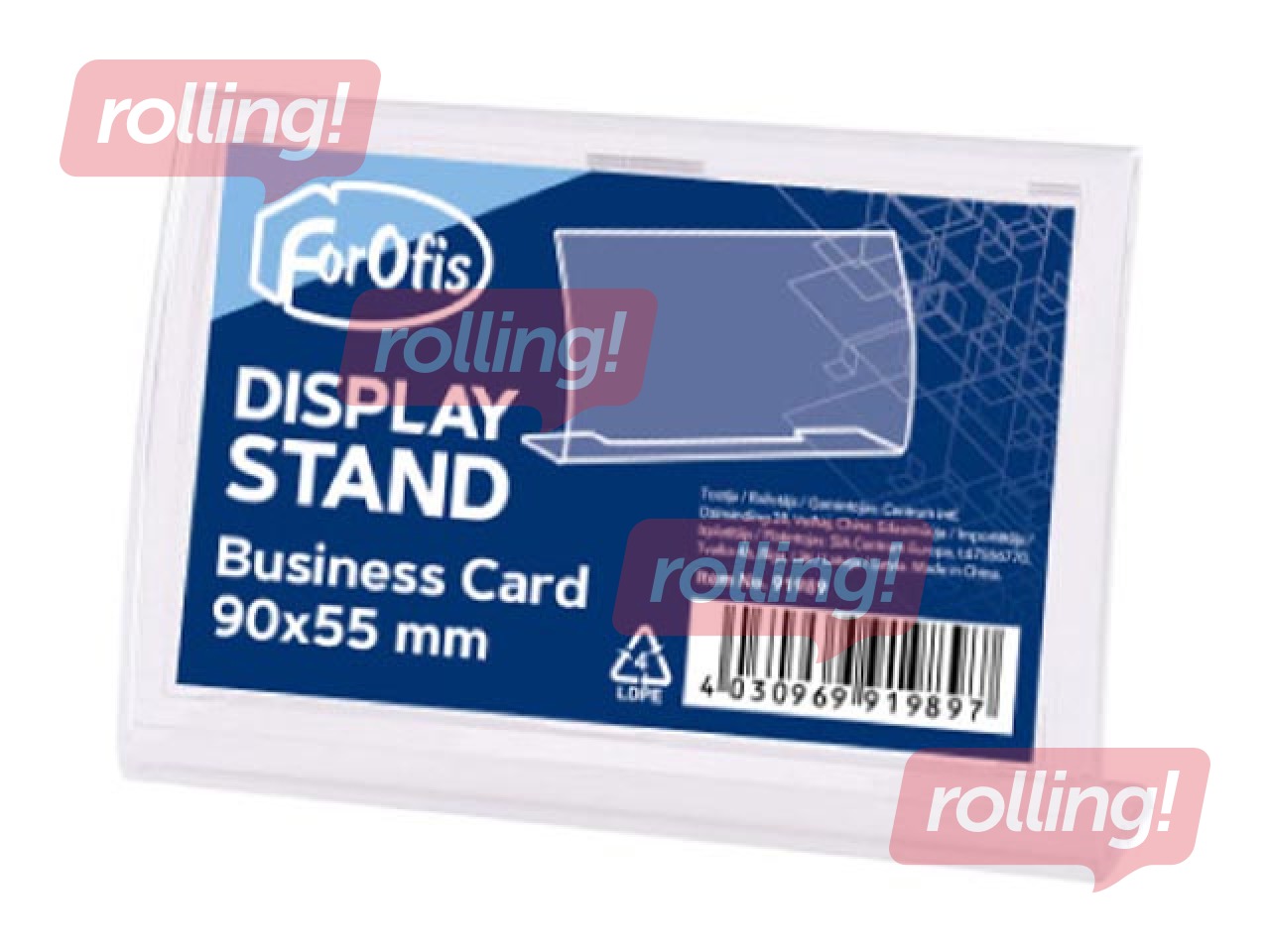 Table card holder, L-shaped, transparent, 90x55mm