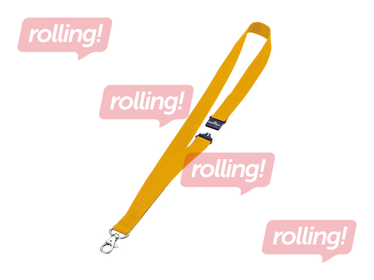 Identification card lanyard, Durable, with safety buckle, yellow, 44x2cm